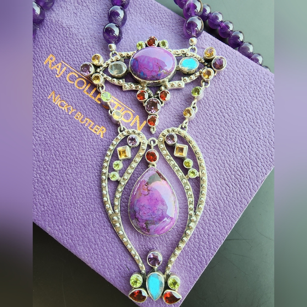 NICKY BUTLER RAJ Limited #35/75 Multi Gemstone NB Necklace 925 Sterling Silver
